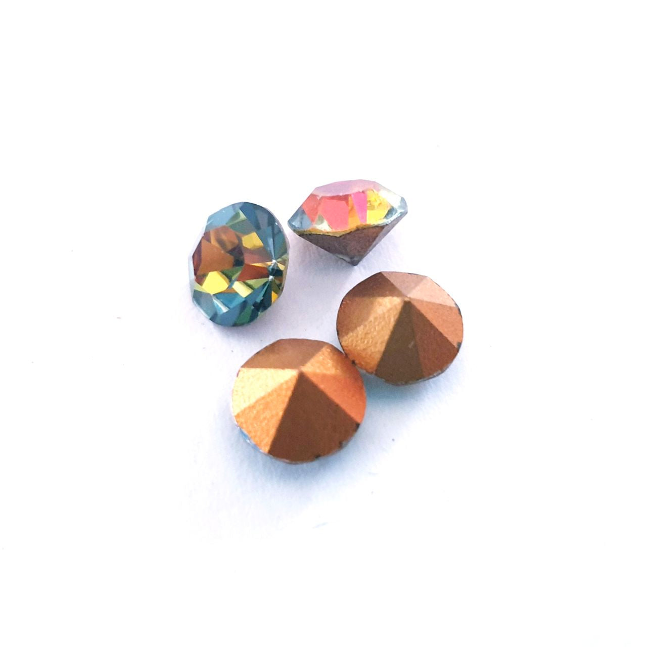 Pointed Back Swarovski Crystal Chaton Round Vitrail Gold Foil Backing SS39 8mm
