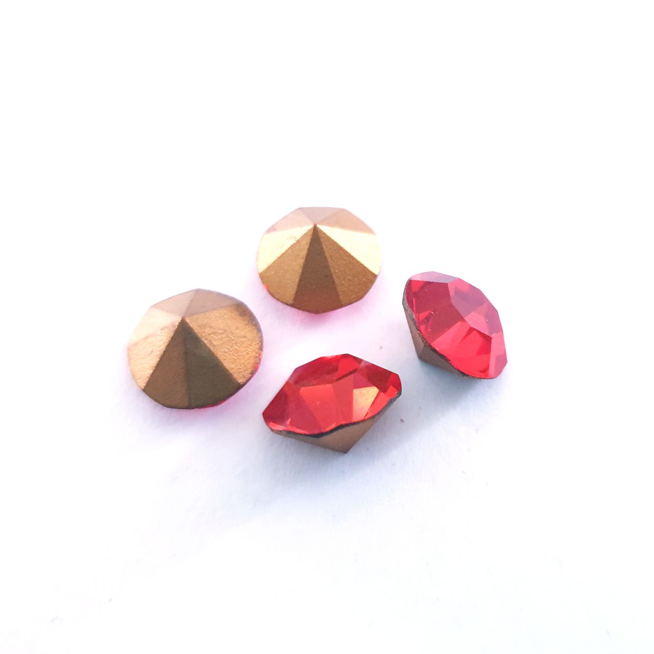 Pointed Back Swarovski Crystal Chaton Round Hyacinth Orange Gold Foiled SS45 10mm