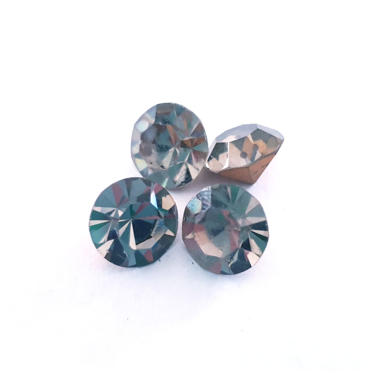 Pointed Back Swarovski Crystal Chaton Round Black Diamond Gold Foiled Back SS50 12mm