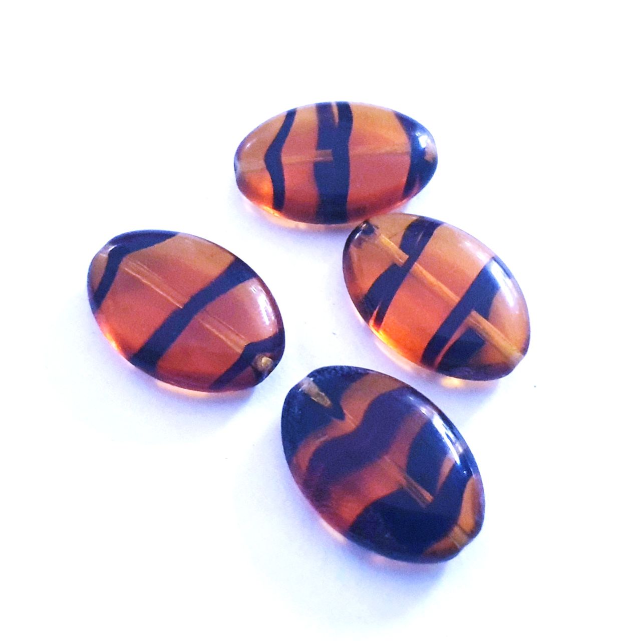 Flat Oval 20x14mm Topaz Tortoise Czech Glass Bead