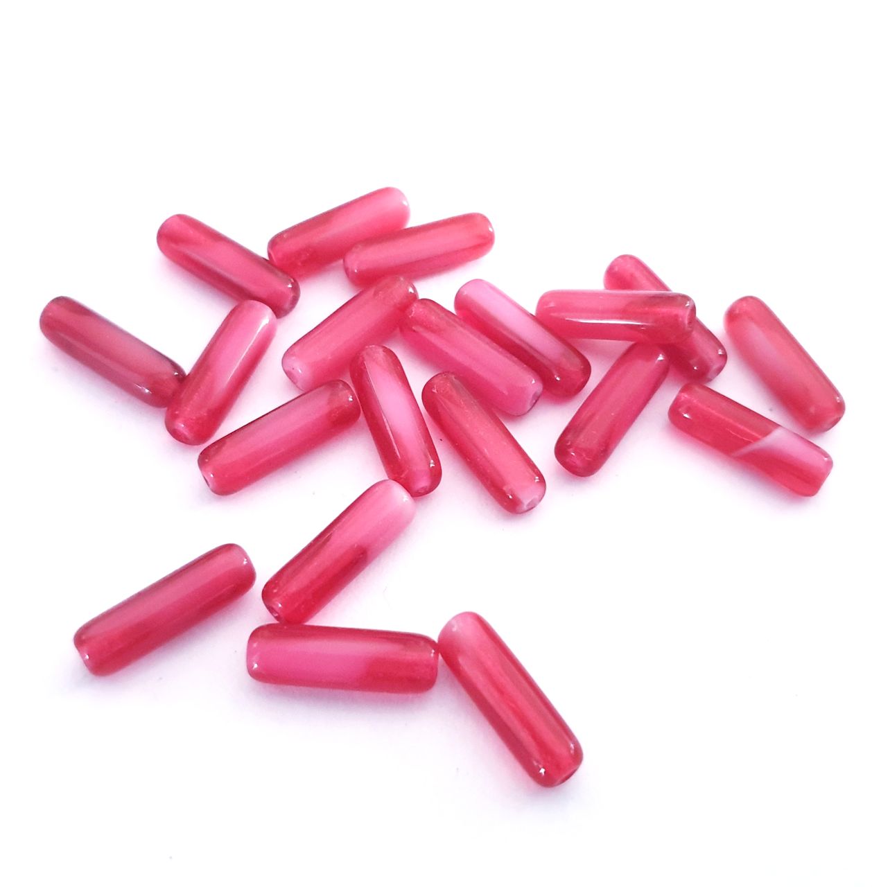 Tube 14x4mm Cherry Mixed Czech Glass Bead