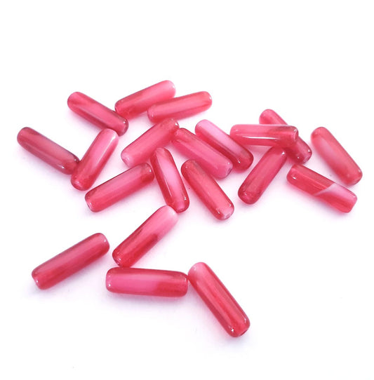 Tube 14x4mm Cherry Mixed Czech Glass Bead - Pack of 20