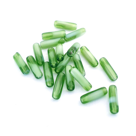 Tube 14x4mm Olive Mixed Czech Glass Bead - Pack of 20