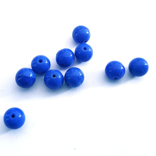 Round 8mm Blue Cobalt Opaque Czech Glass Bead