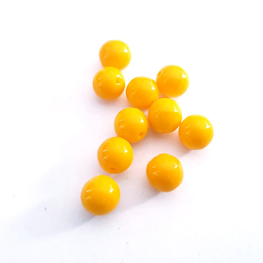 Round 8mm Mustard Opaque Czech Glass Bead