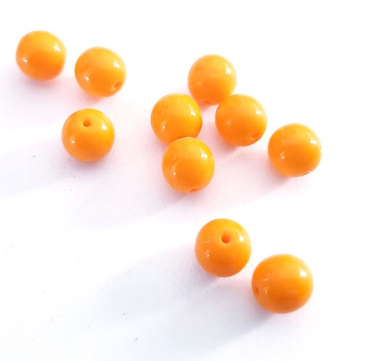 Round 8mm Pumpkin Opaque Czech Glass Bead