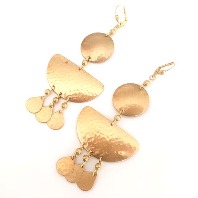 Hammered Brass Stamping Tear Drop 14mm