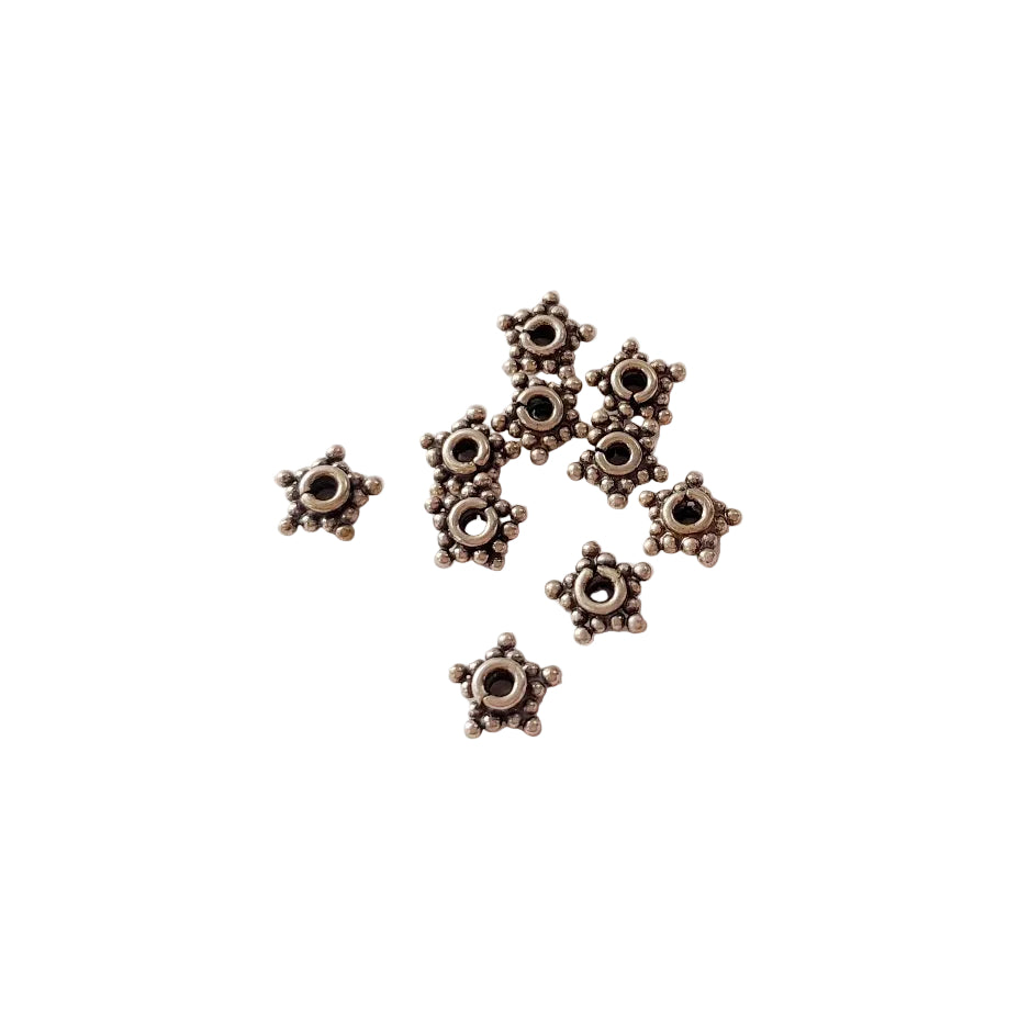 Small metal gear beads sterling silver oxidised