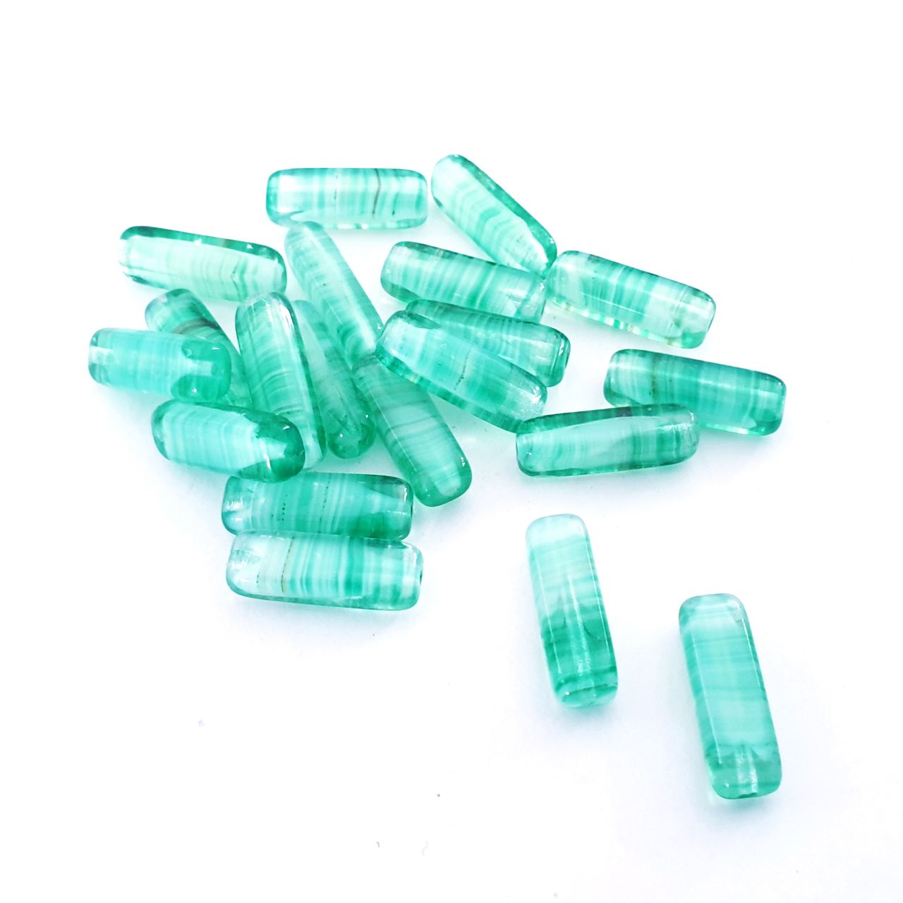 Tube 15x5mm Mint Green Mixed Czech Glass Bead
