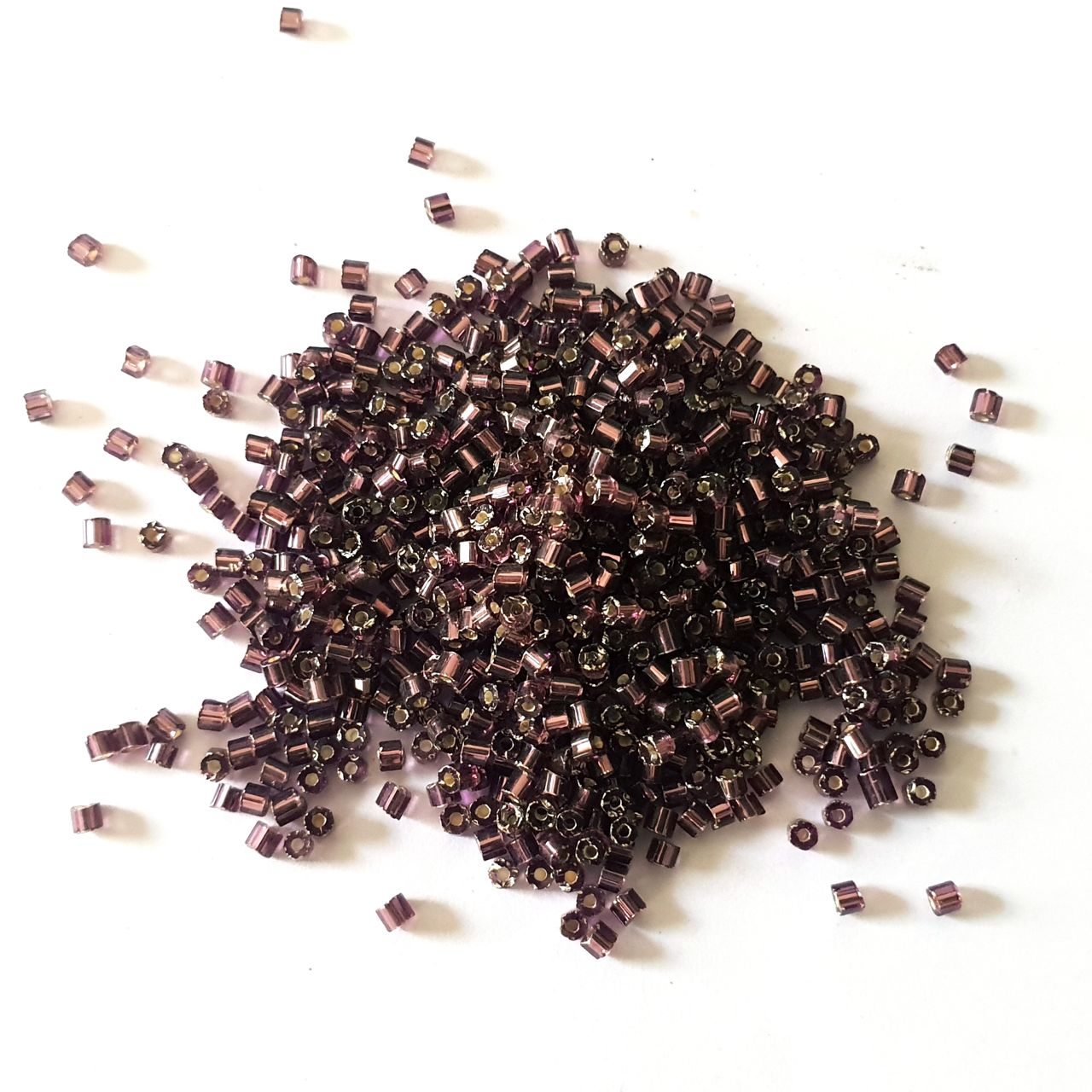 10 0 Amethyst - Dark Silver Lined Two Cut Hex Czech Seed Bead