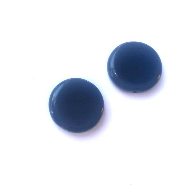 Coin 17mm Opaque Navy Czech Glass Bead