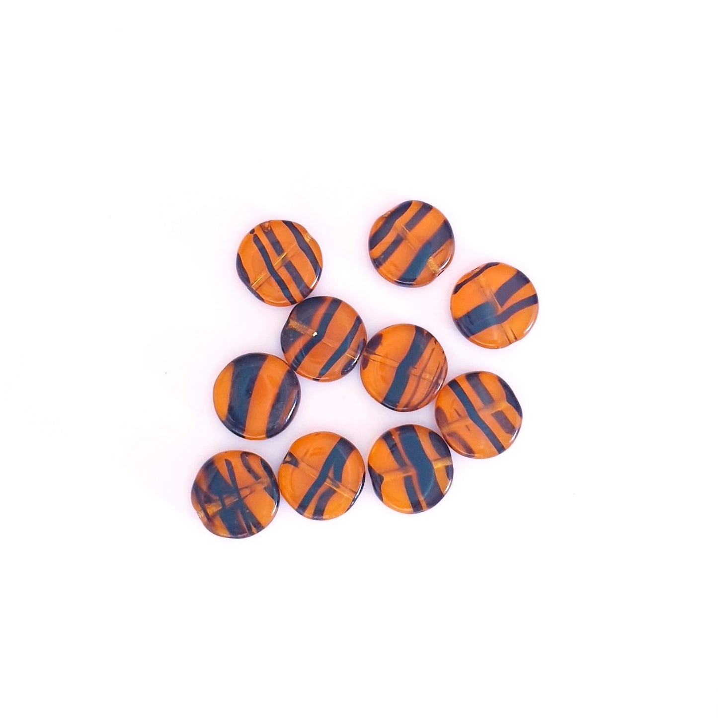 Tortoise Shell 10mm Coin Czech Glass Bead