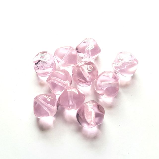 10mm Pink Round Swirl Czech Glass Bead