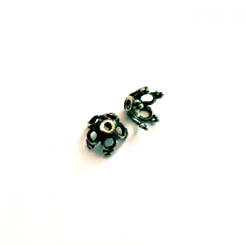 Bead Cup Dome Bali Dot Style 10mm Sterling Silver Ox