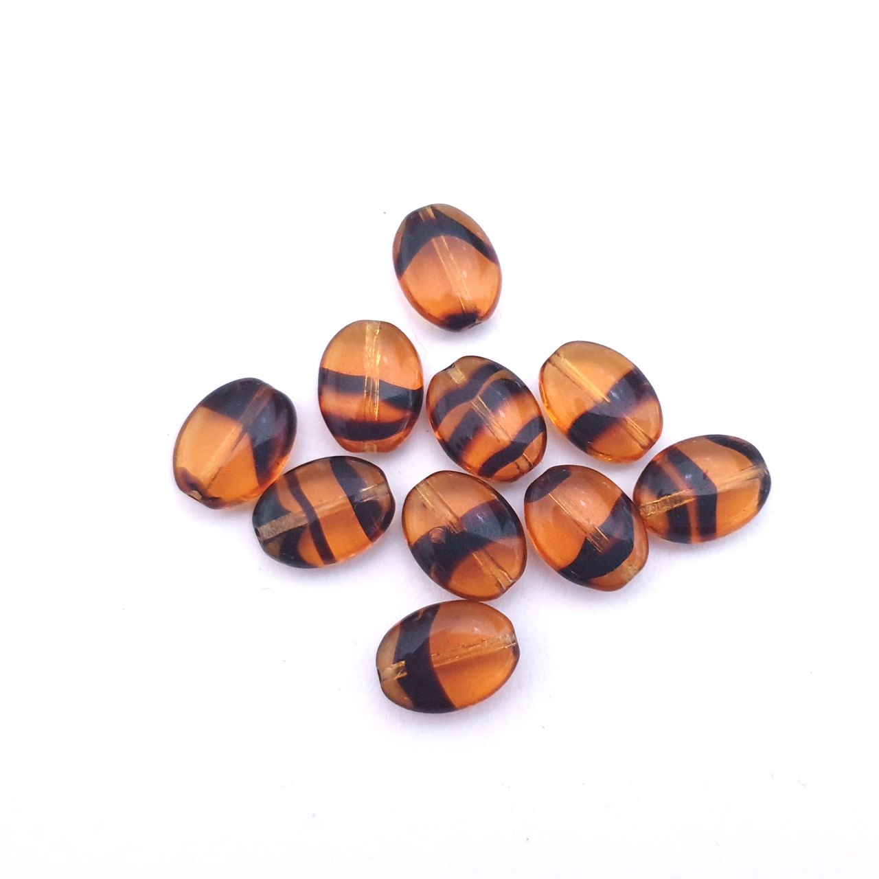 Flat Oval Tortise Shell 10x8mm Czech Glass Bead