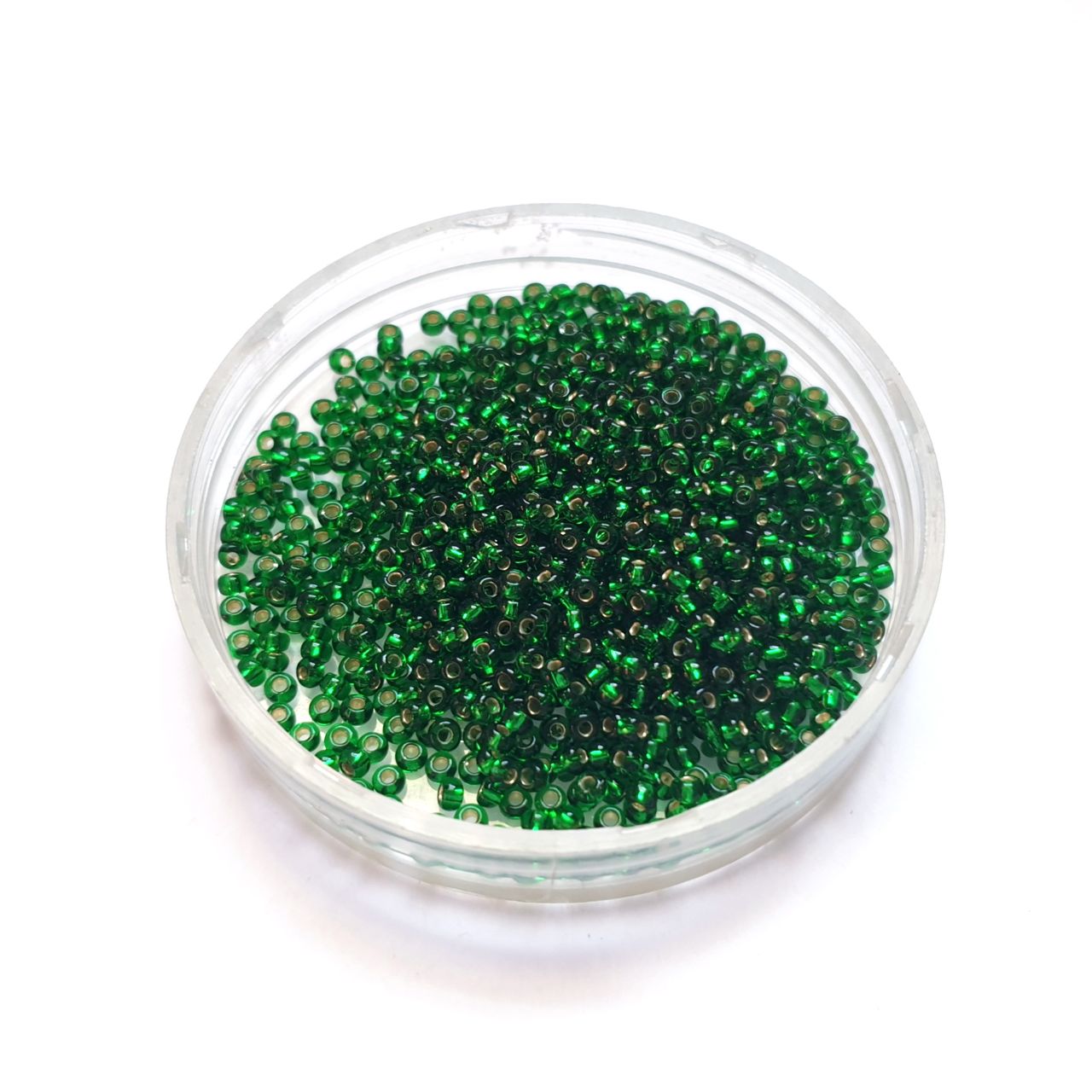 11 0 Czech Seed Bead Green Silver Lined