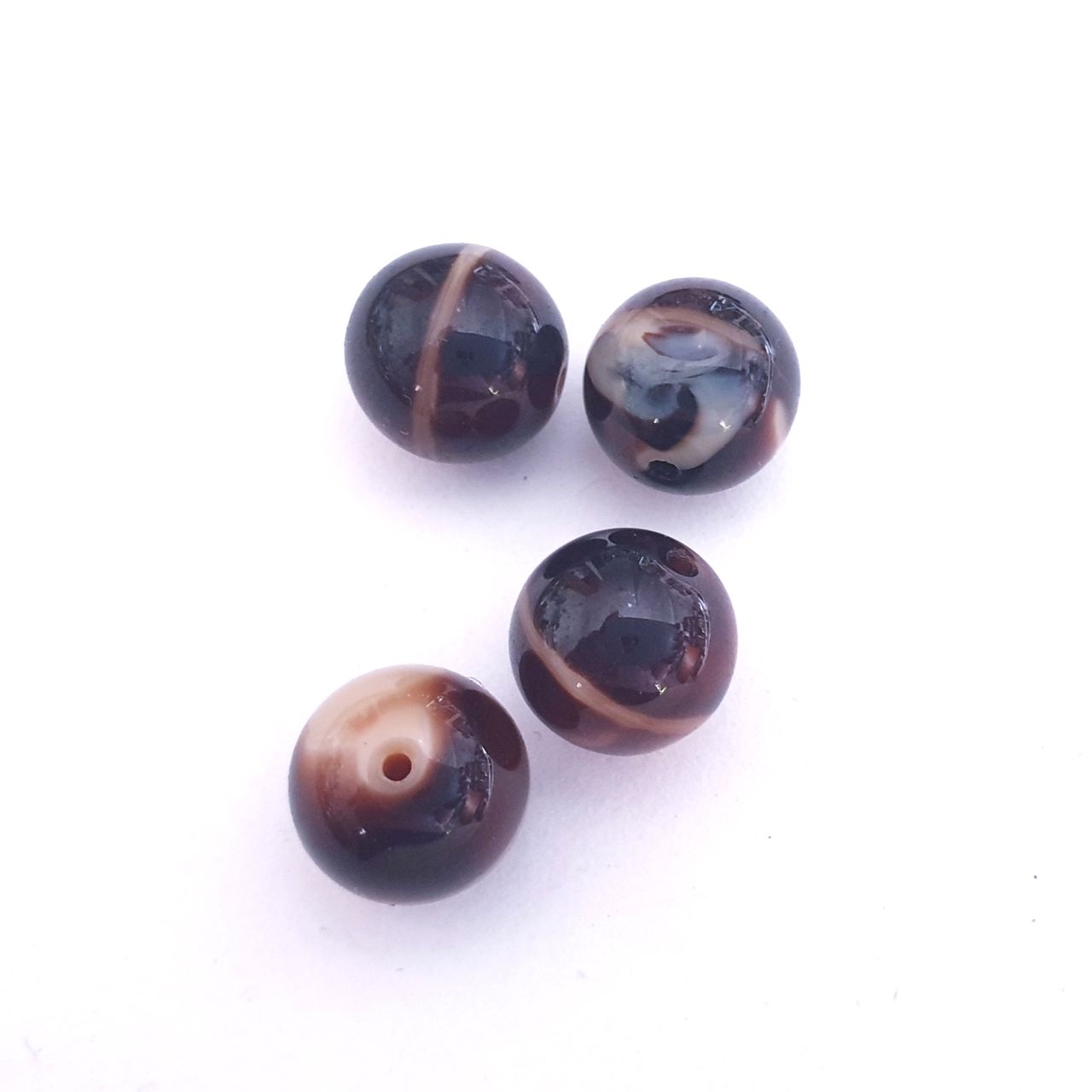 12mm Brown Round Mix Czech Glass Bead