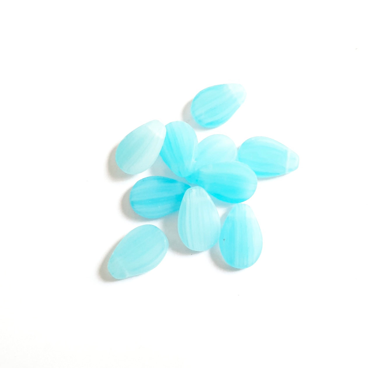 Flat Drop 12x18mm Aquamarine Matt Czech Glass Beads