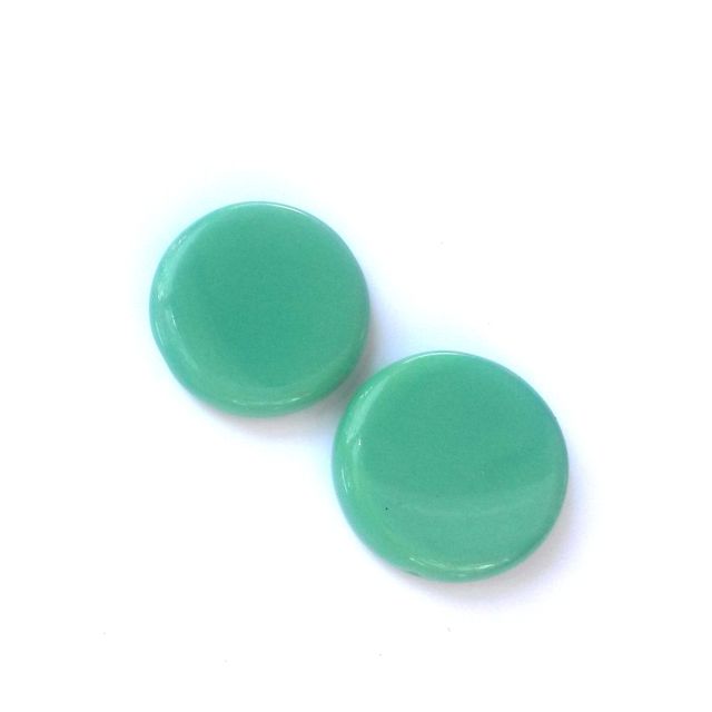 Aqua Coin 20mm Opaque Czech Glass Bead