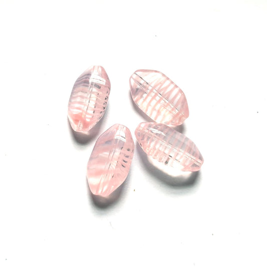 Shield 15x10mm Czech Glass Bead Pink Stripe
