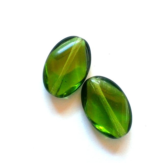 Flat Diamond 18x12mm Olive Transparent Czech Glass Bead | Pack of 10