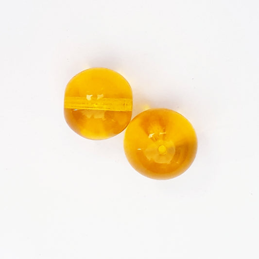 18mm Light Amber Round Transparent Czech Glass Beads