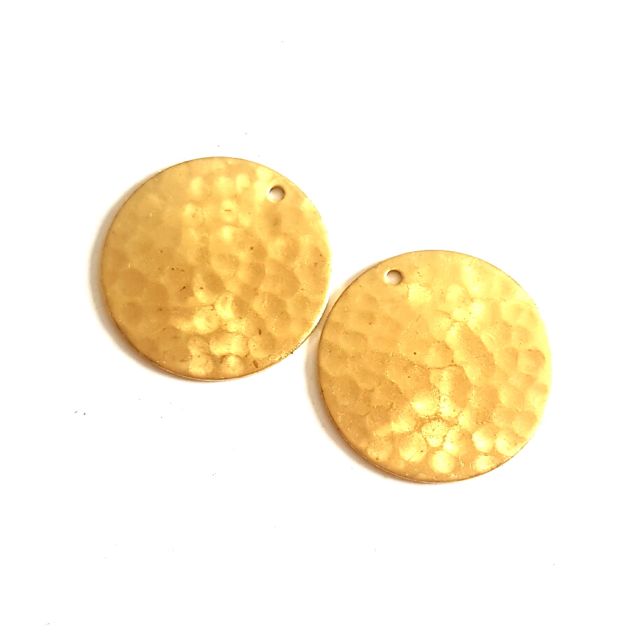 Hammered Brass Stamping Round Flat Disc 18mm