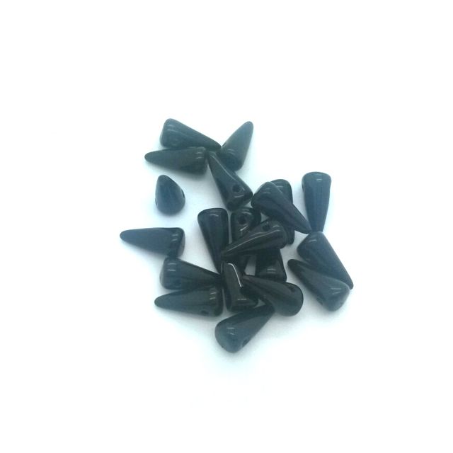 Spike 5x10mm Black Czech Glass Bead