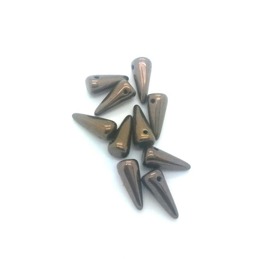 Spike 6x14mm Bronze Metallic Czech Glass Bead