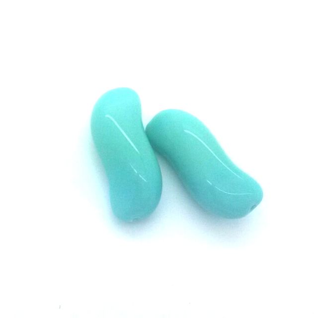 Squiggle Aqua Blue Opaque 27x11mm Czech Glass Bead