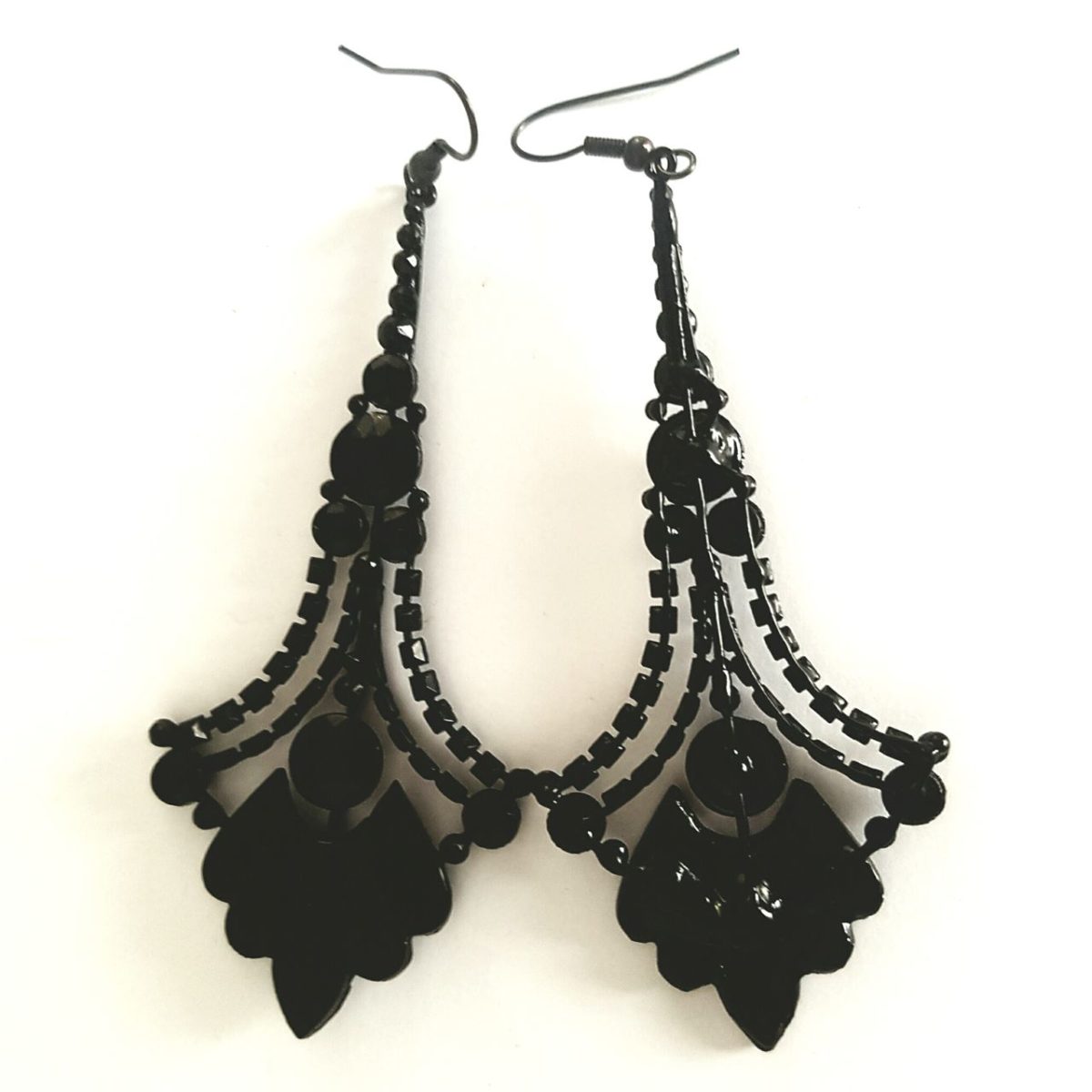 French Jet Statement Drop Earrings