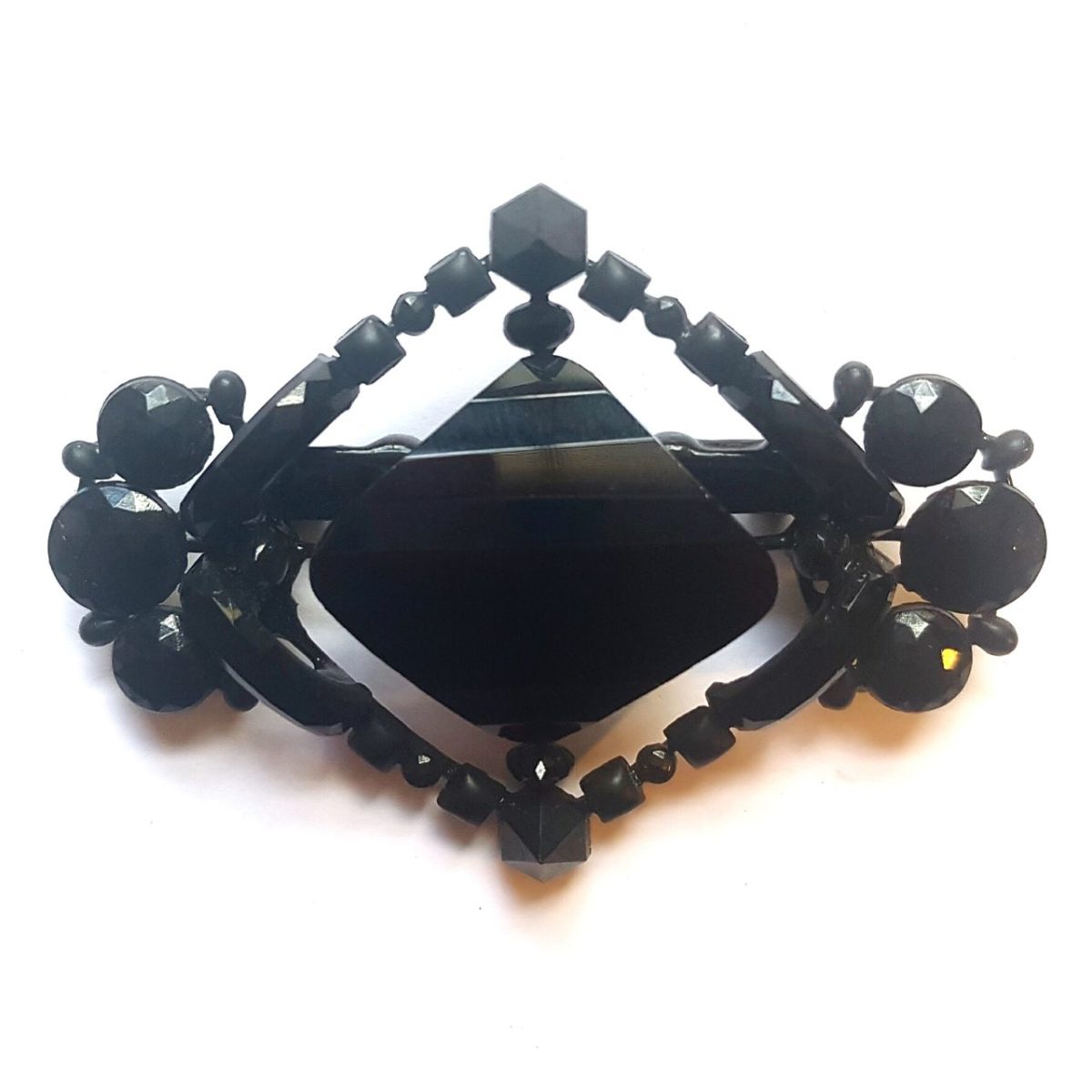 French Jet Diamond Concave Brooch