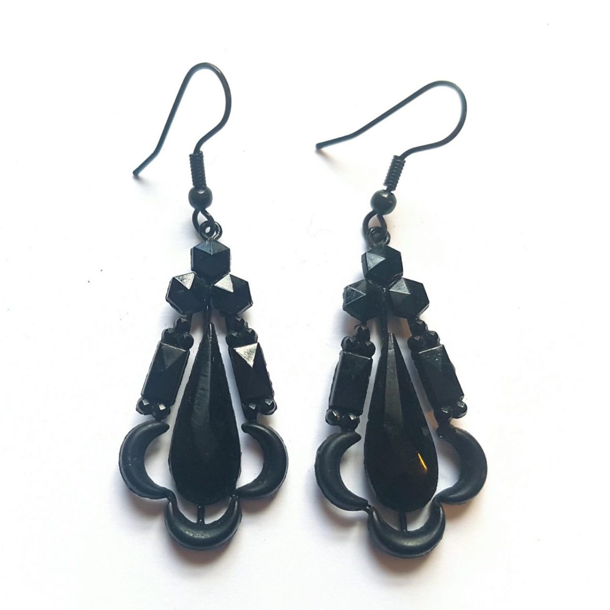 French Jet Drop Earrings