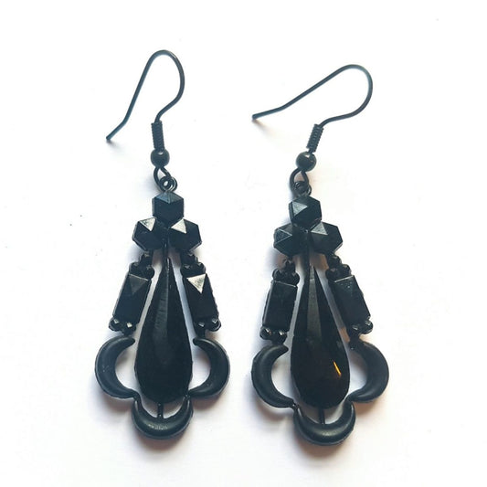 French Jet Drop Earrings