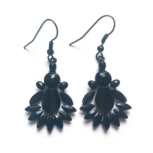 French Jet Navette Drop Earrings