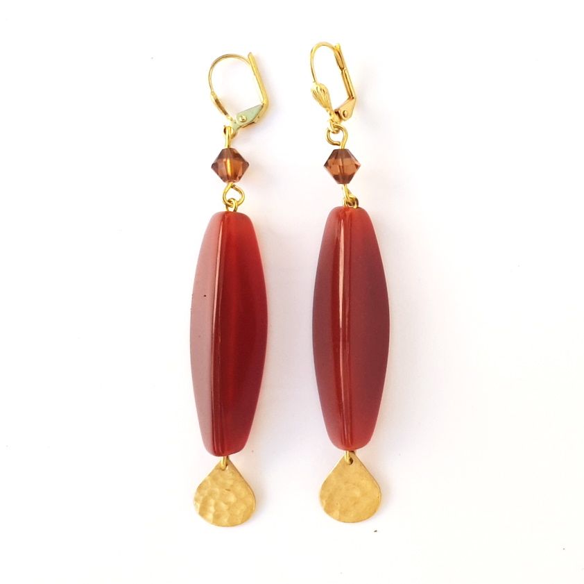 Boheme Gemstone Drop Earrings Carnelian