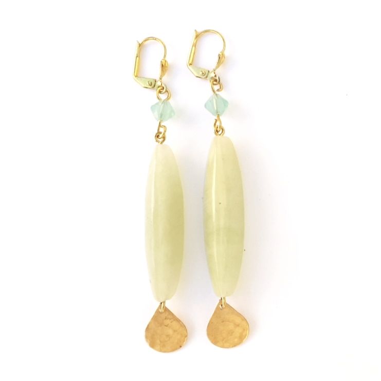 Boheme Gem Stone Earring Jade Drop