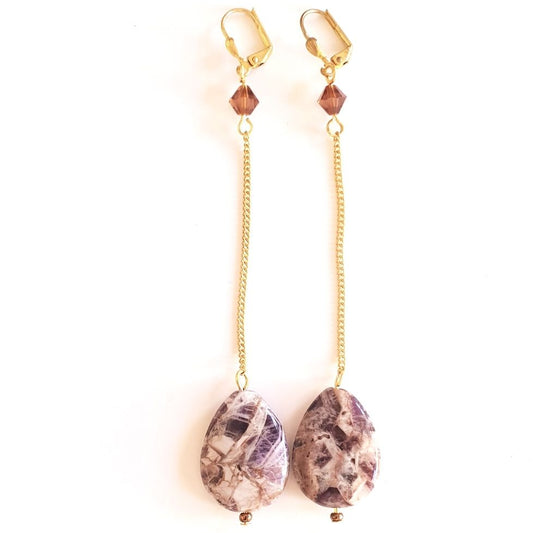 Boheme Gem Stone Earrings Sugilite Drop