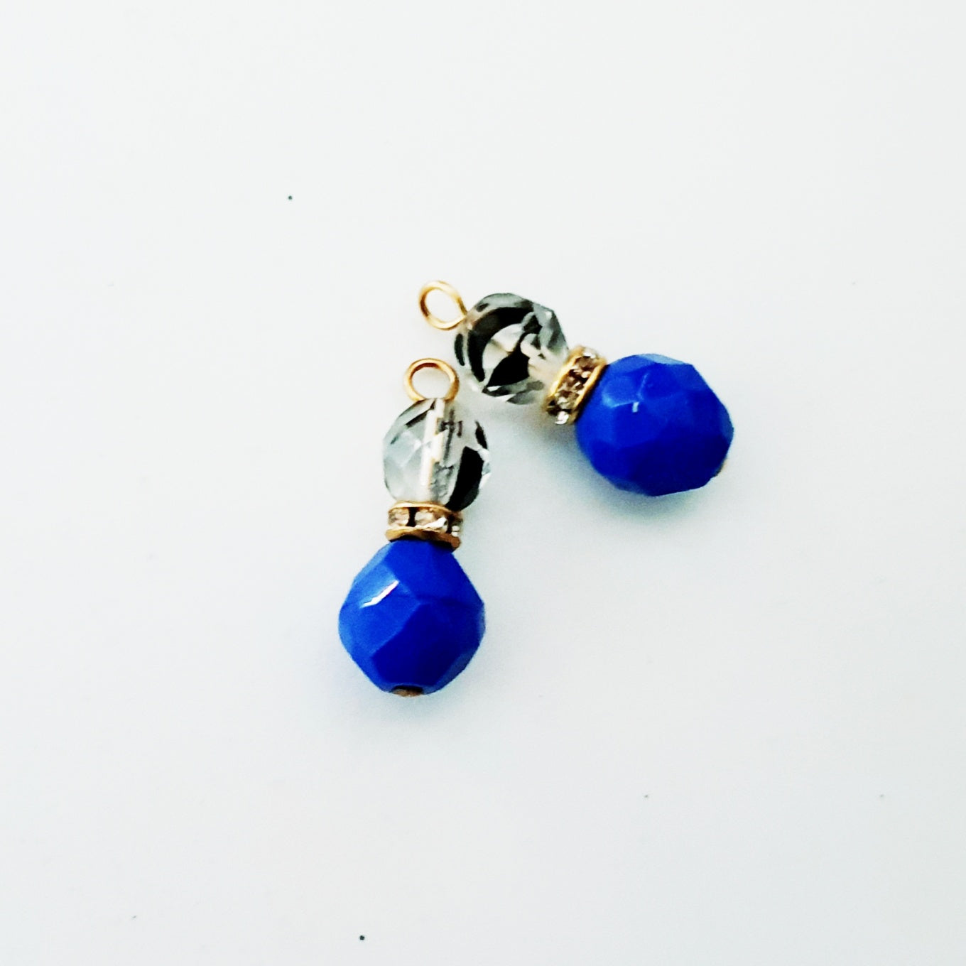Colour Pop Bead Link Crystal Drop with Diamante Rondell Cobalt Zebra Black