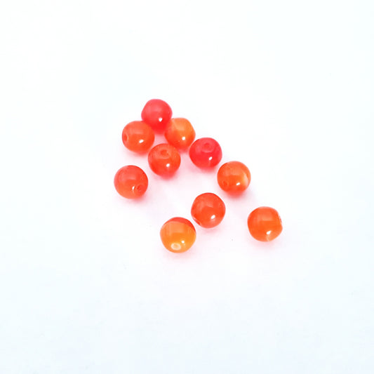 6mm Orange Round Opalino Czech Glass Bead