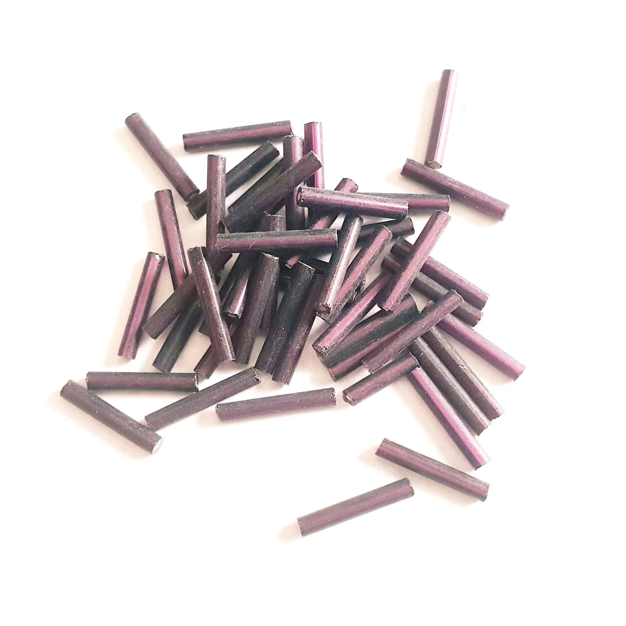 Bugle Bead Czech Glass Amethyst - Dark Silverlined 15mm