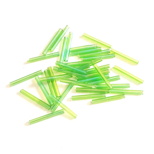 Bugle Bead Czech Glass Lime AB 20mm