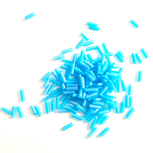 Bugle Bead Czech Glass Turquoise Matt AB 3' 6mm