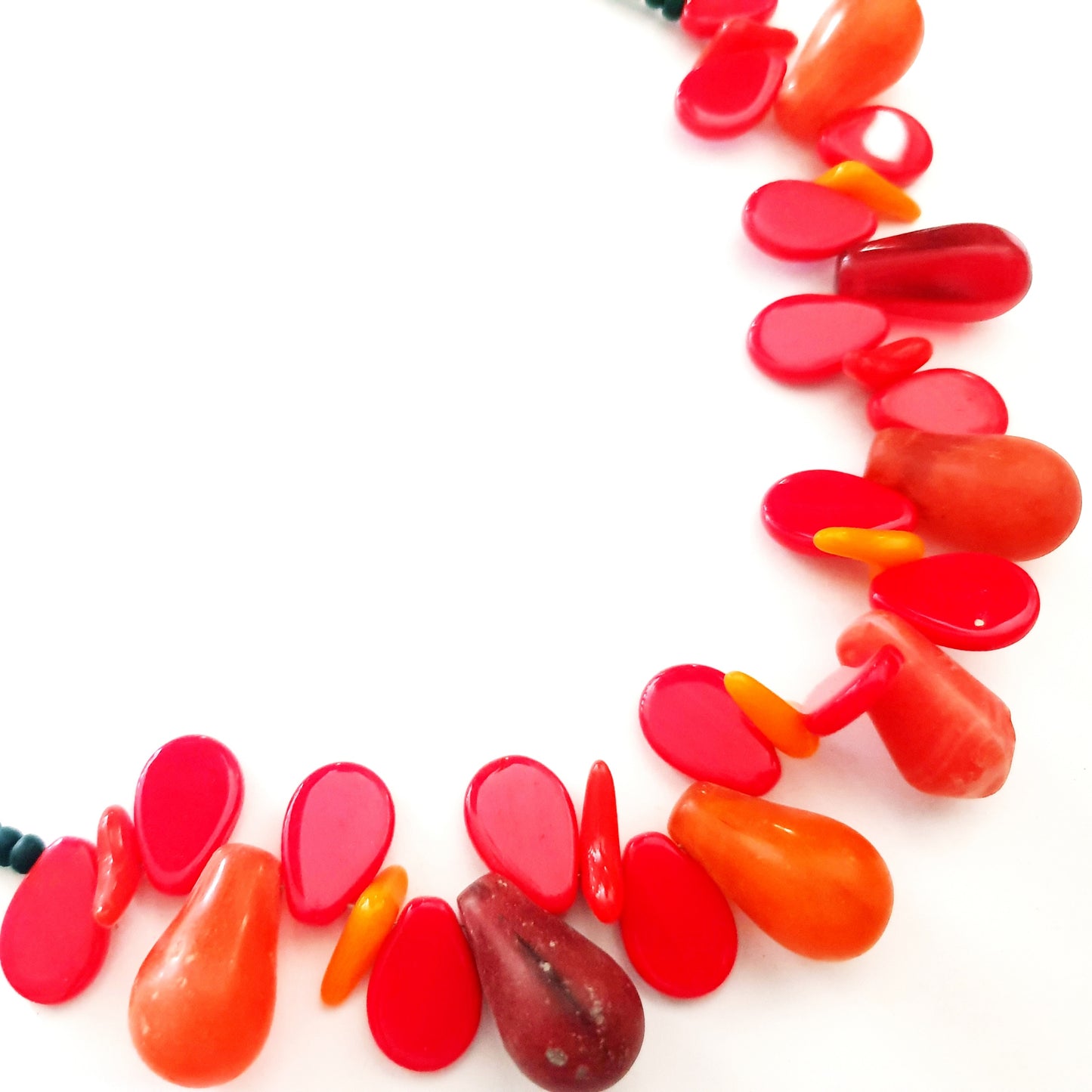 African Trade Bead Red Orange Necklace