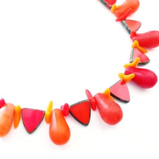 African Trade Bead Orange Necklace