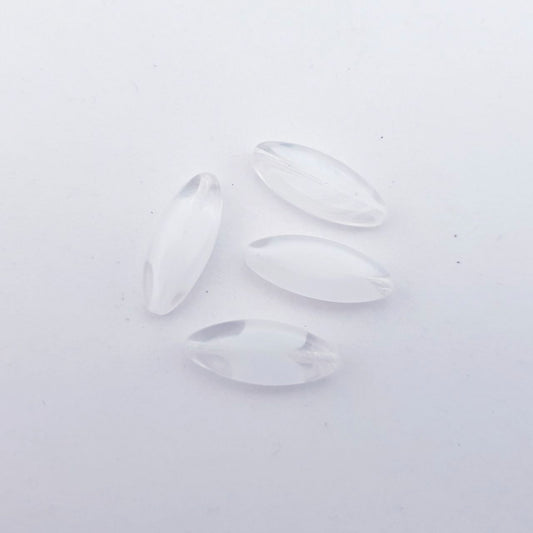 White Long Pointed Flat Oval 20x8mm Mix Czech Glass Bead
