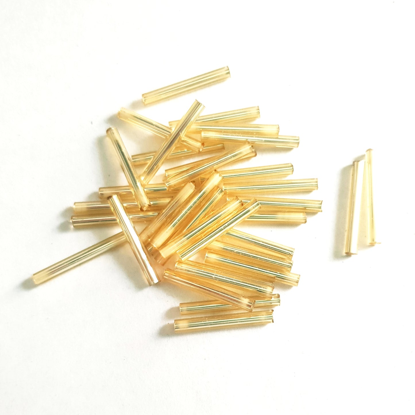 Bugle Bead Czech Glass Light Gold Silver Lined 20mm