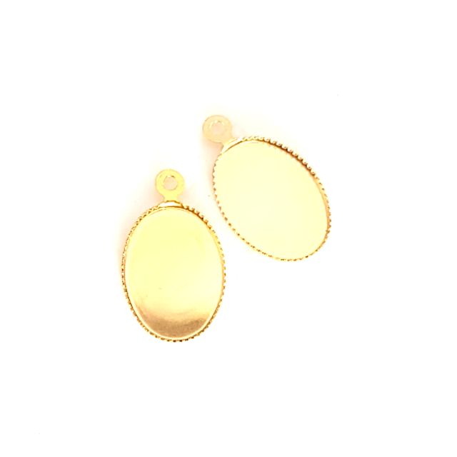 Flatback Stone Setting Oval 18x13mm Pendant Frame Gold Plated