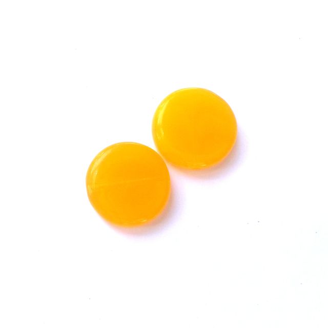 Coin 17mm Yellow Opalino Czech Glass Bead