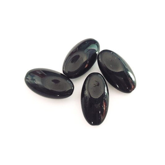 Oval 22x11mm Black Opaque Czech Glass Bead